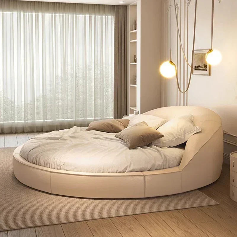 Light Luxury Cream Italian Minimalist Aesthetics Round Bed