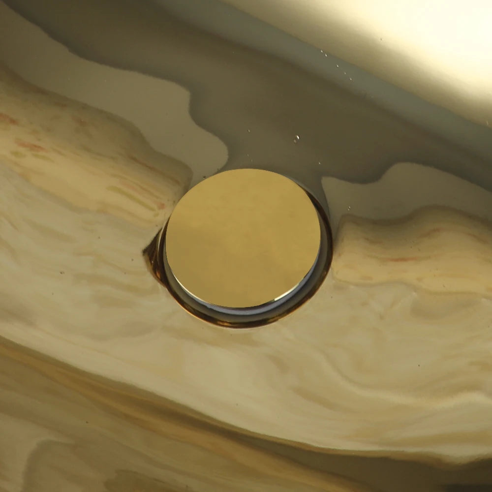 Gold Ceramic Luxury Bathroom Vessel Sink Set