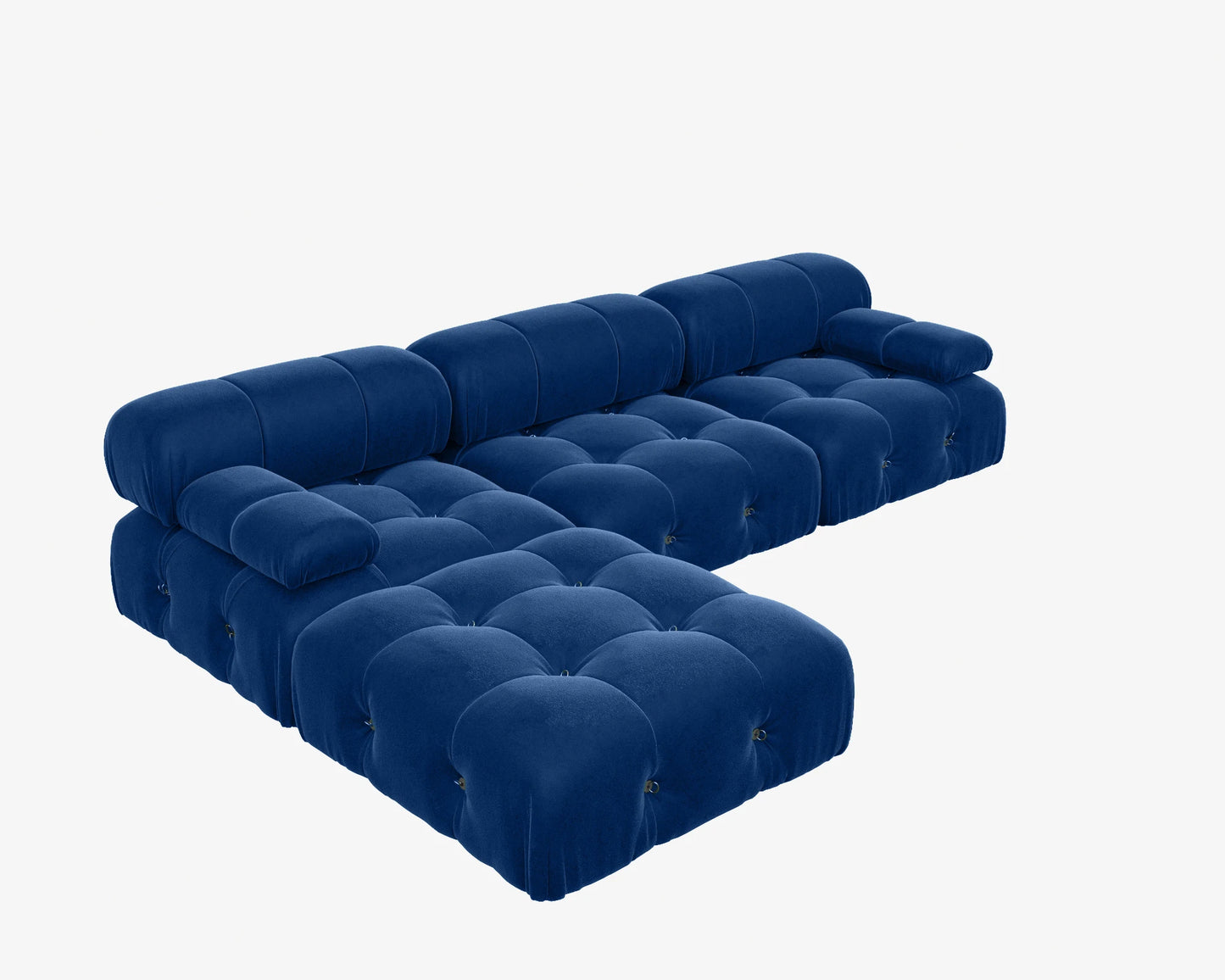 Modern L-Shaped Velvet Couch with Reversible Ottoman