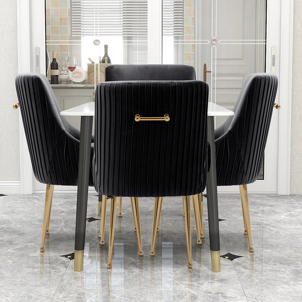 Modern Glam Vanity Buckle Pleated Velvet Dining Chair