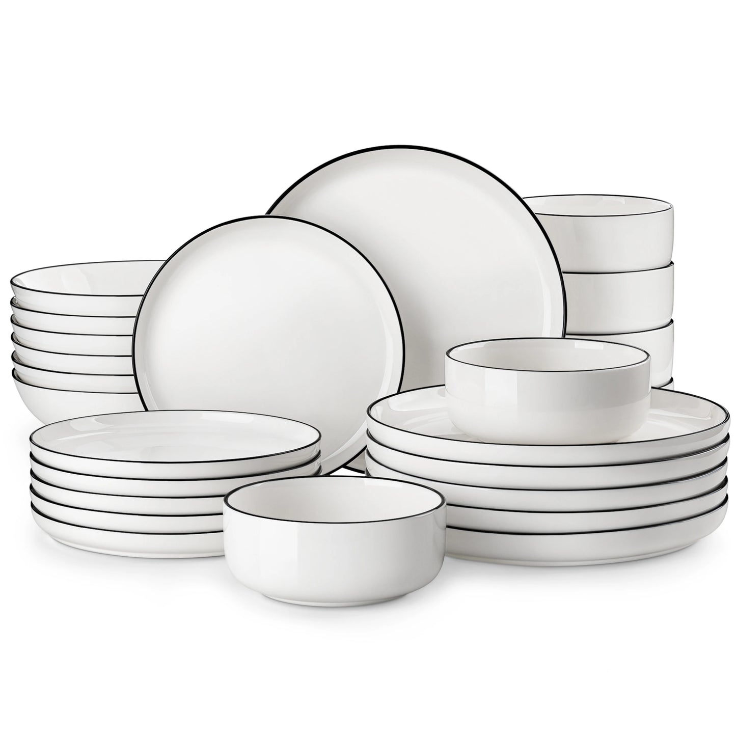 Ceramic Plates Black Rim Porcelain Dinnerware Set