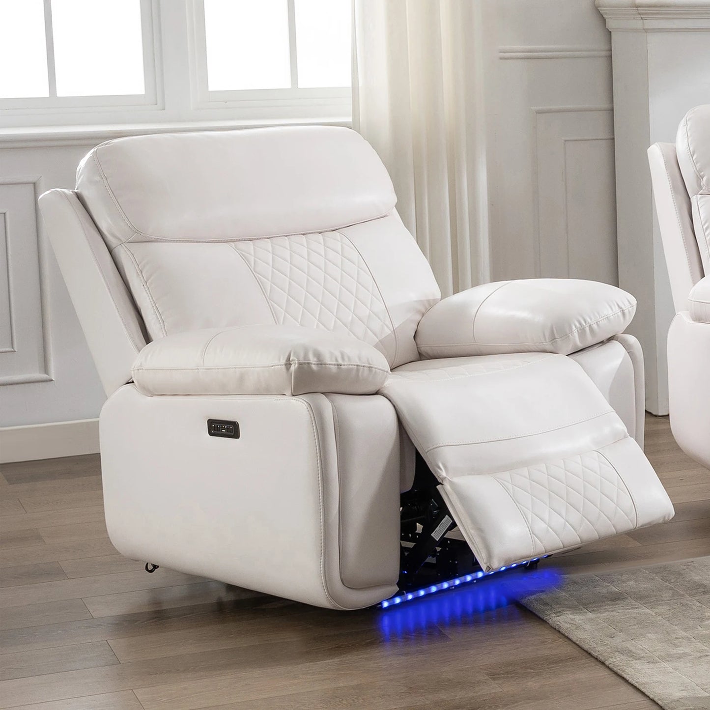 Power Recliner Chair w/LED Light - USB Port Faux Leather Electric Chair