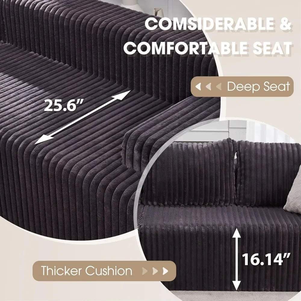 L-Shape Memory Foam Oversize Chaise Living Room Set