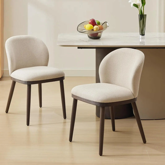 Modern Upholstered Dining Chairs with Ergonomic Back Support and Wood Legs