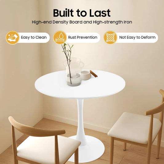 Modern Round Shape Tulip Dining Table with Modern Pedestal Base