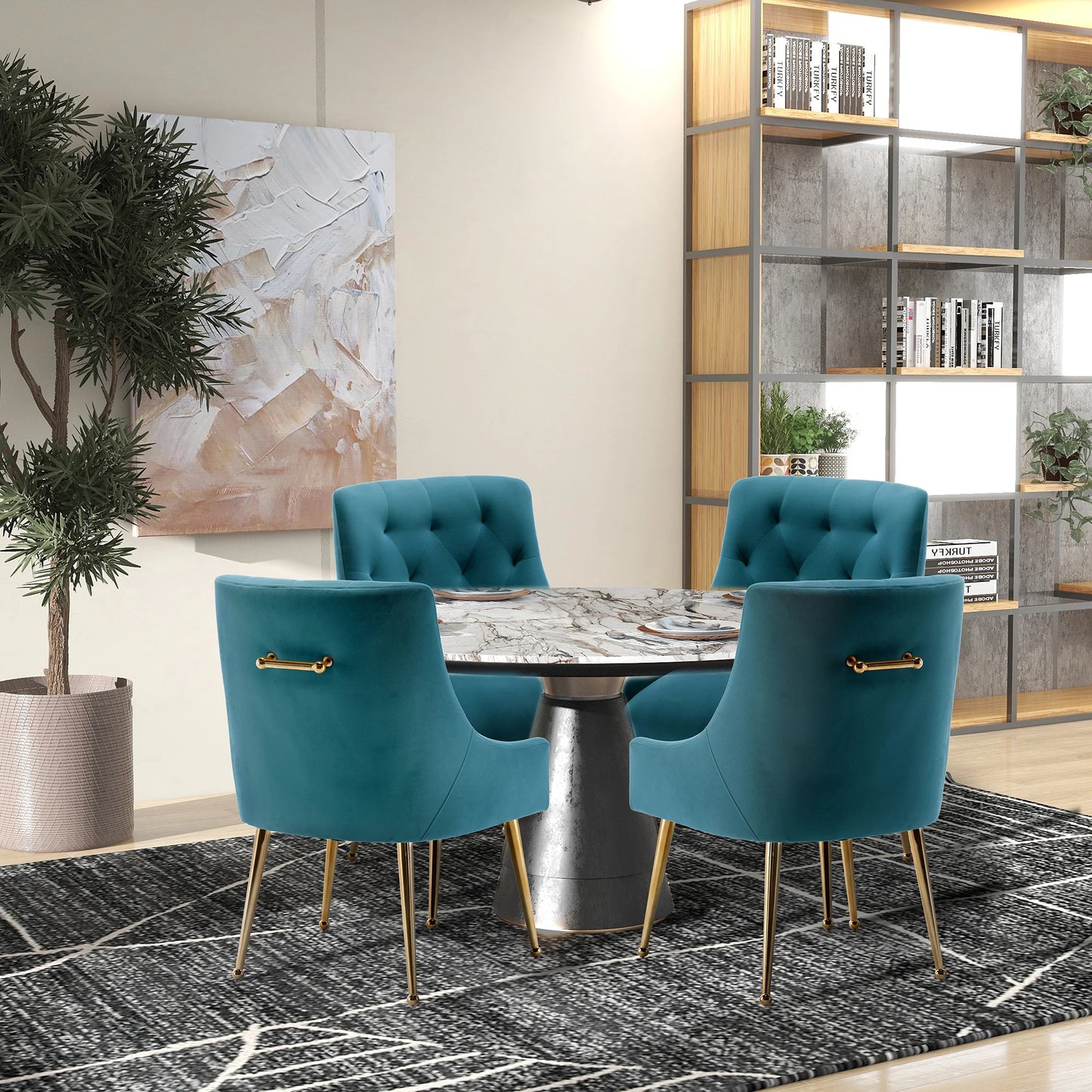 Modern Upholstered Accent Velvet Dining Chairs (Chairs Only)
