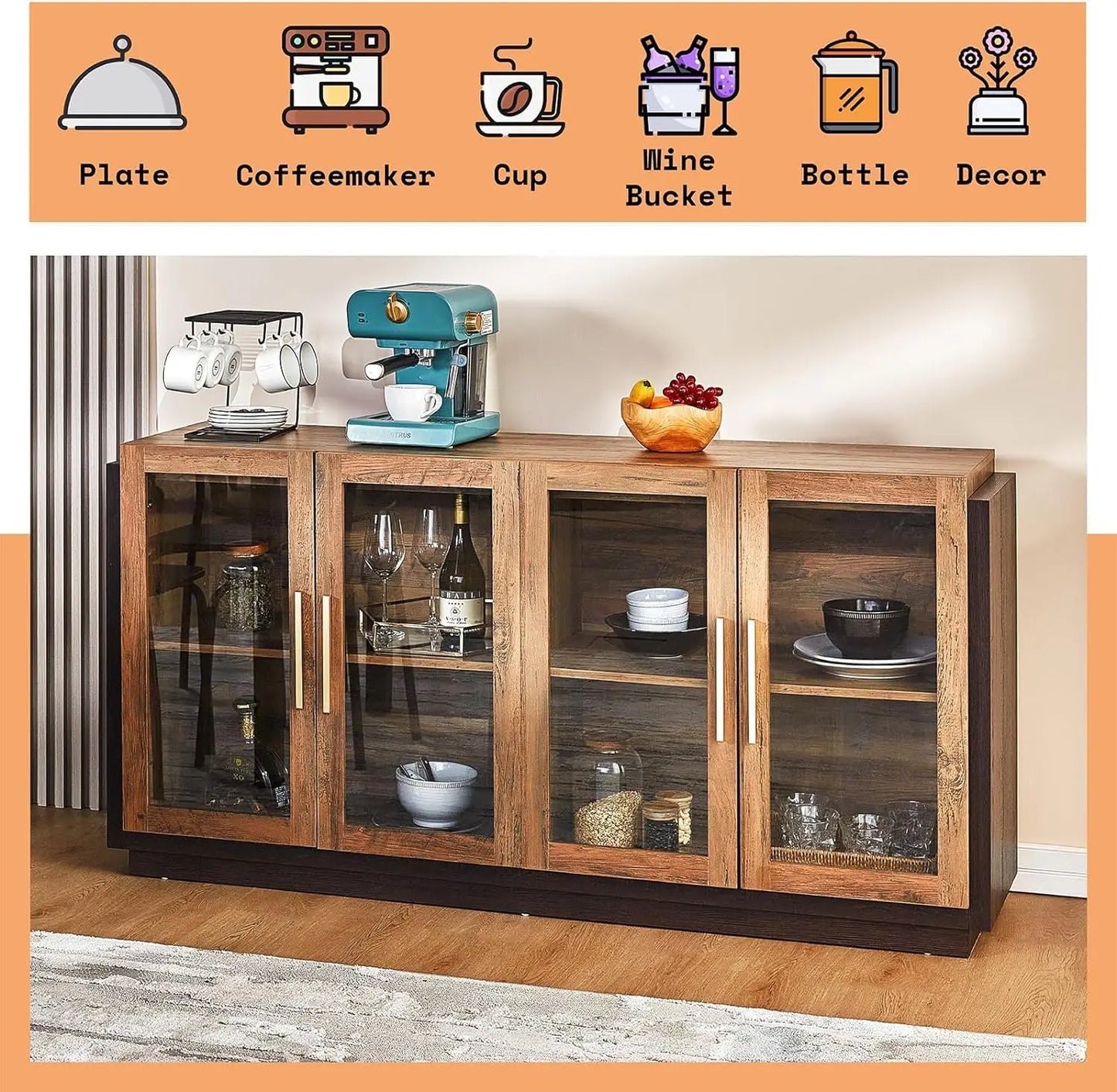 Mixed Color Accent Cabinet with LED Lights