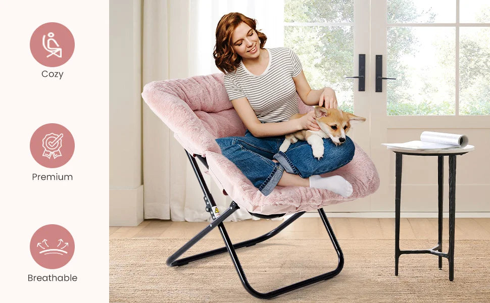 Large Size Cozy Soft Faux Fur Saucer Chairs