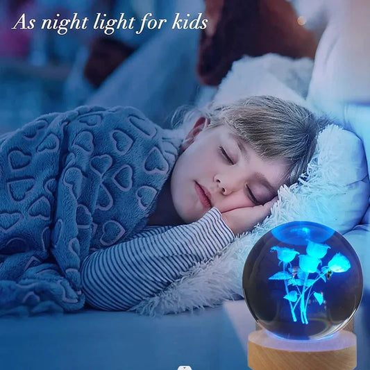 Bedroom Rose Crystal Ball Night Light