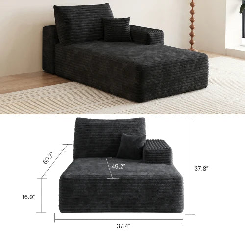 Cloud-style sectional sofa with corduroy cover