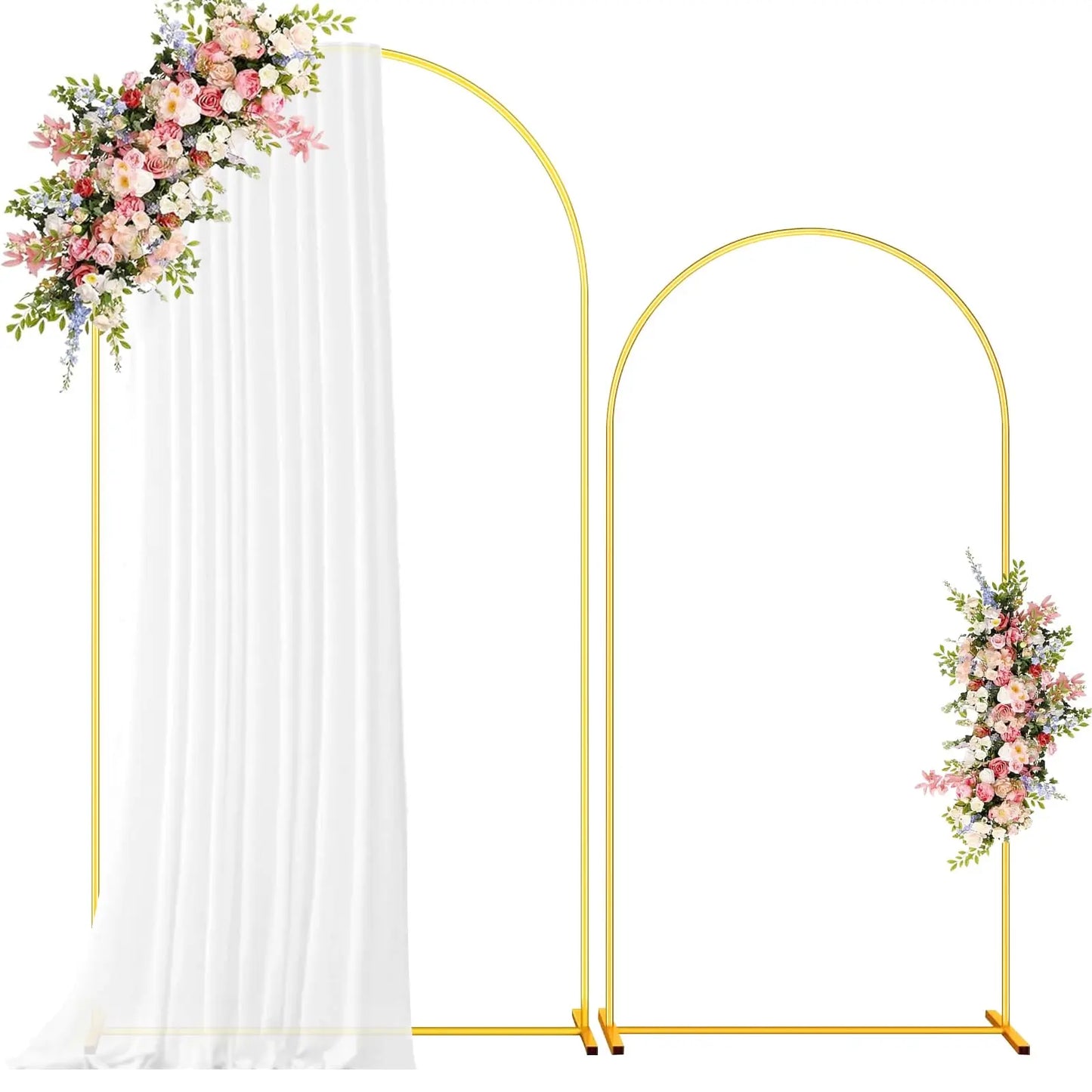 Set of 2 Gold Metal Arch Backdrop Stand Frame