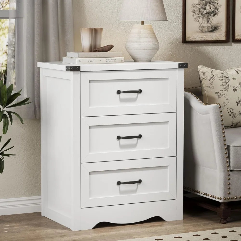 Wide Farmhouse Nightstand with Tall Dresser