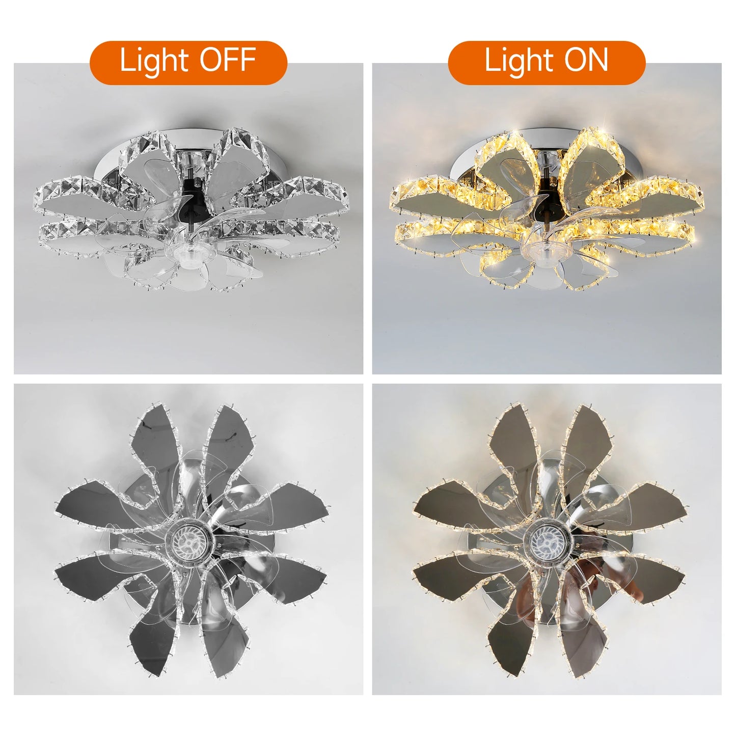 Luxury Crystal Chandelier Modern Ceiling Fan Light