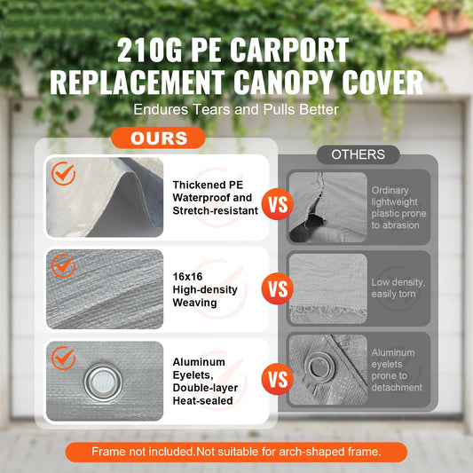 Heavy-Duty Carport Replacement Canopy Cover