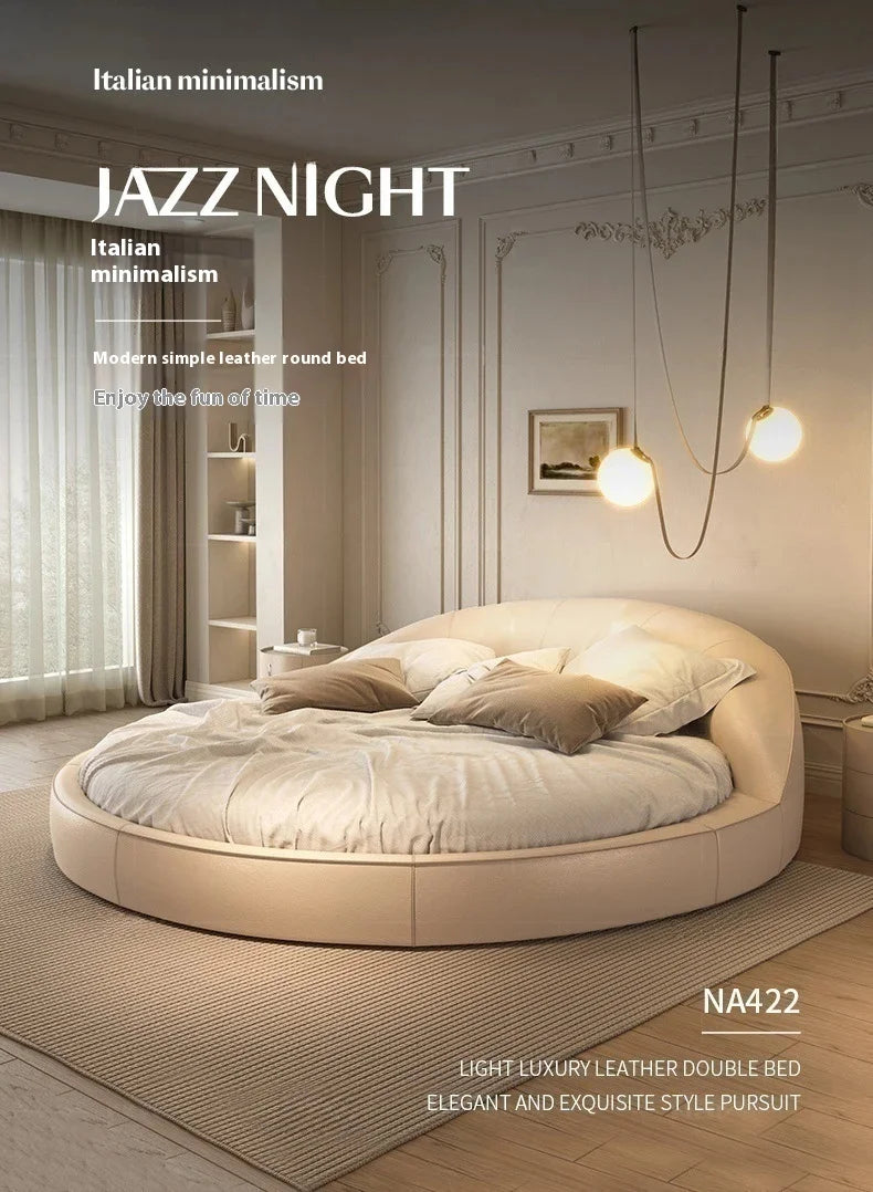 Light Luxury Cream Italian Minimalist Aesthetics Round Bed