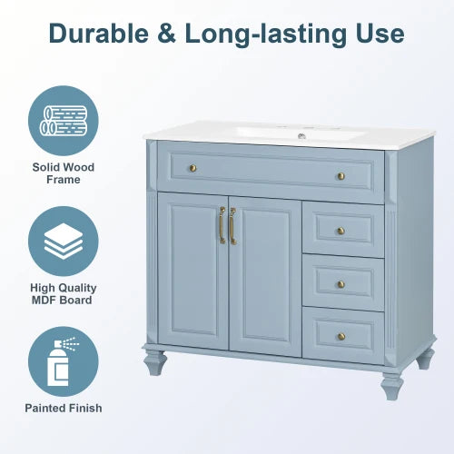 Modern Golden Handle Design Storage Vanity