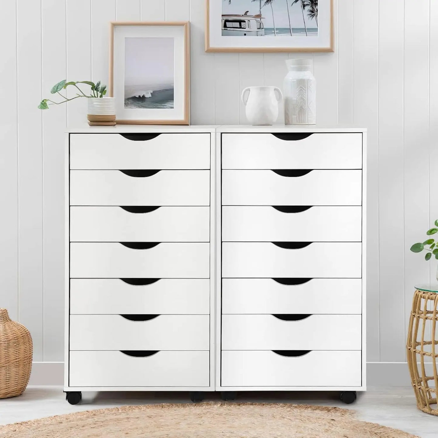 Tall Chest of Drawers with Caster Wheels