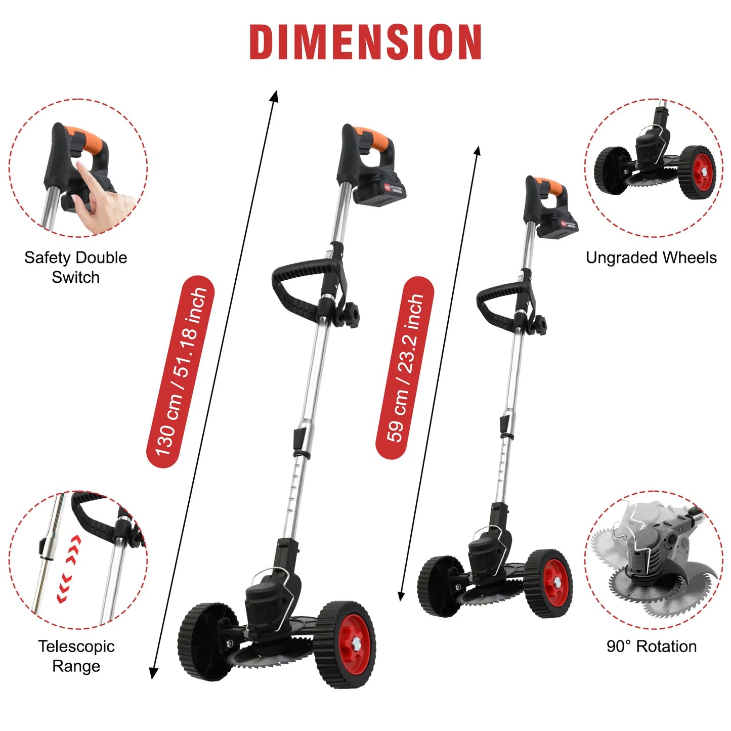 Cordless Weed Wacker Lawn Mower with Gardening Tools