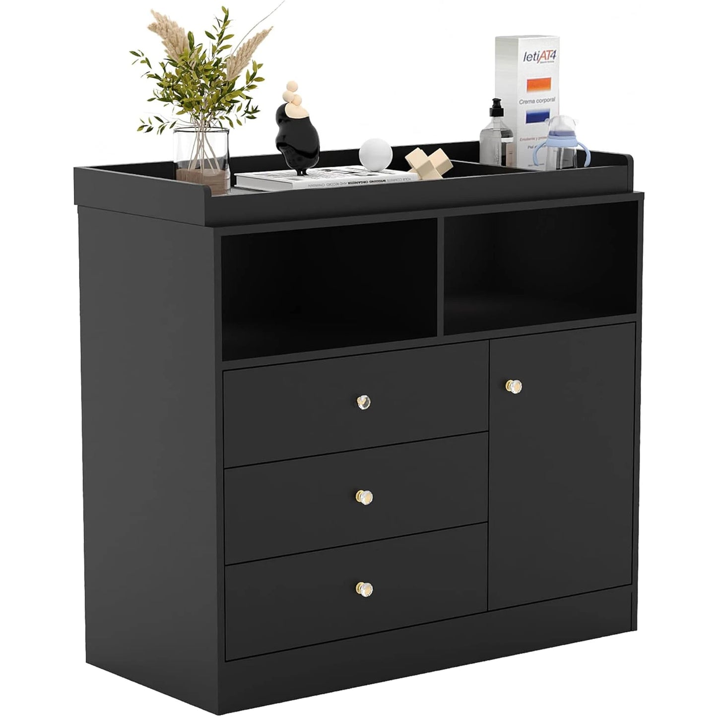 Wooden Diaper Changing Station with 3 Drawers Changing Table Dresser