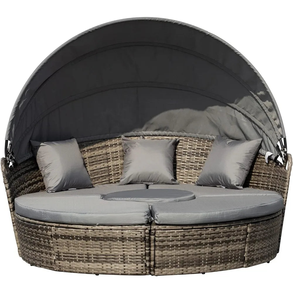 Round Convertible Daybed with Cushions