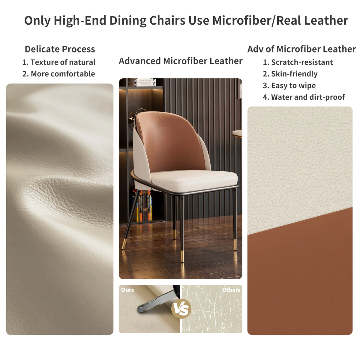 Upholstered Padded Modern Faux Leather Dining Chairs
