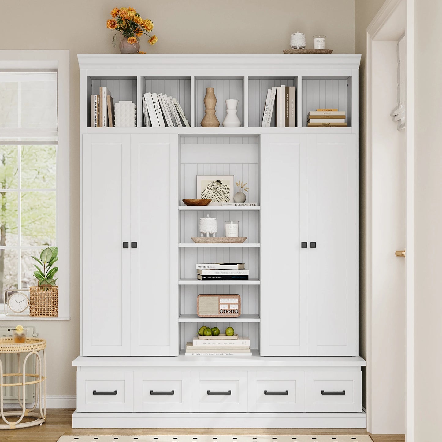 Hall Entryway Storage Organizer Cabinet with Bench