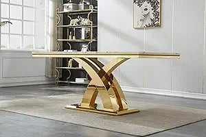 Modern Rectangular Tempered Glass Dining Table