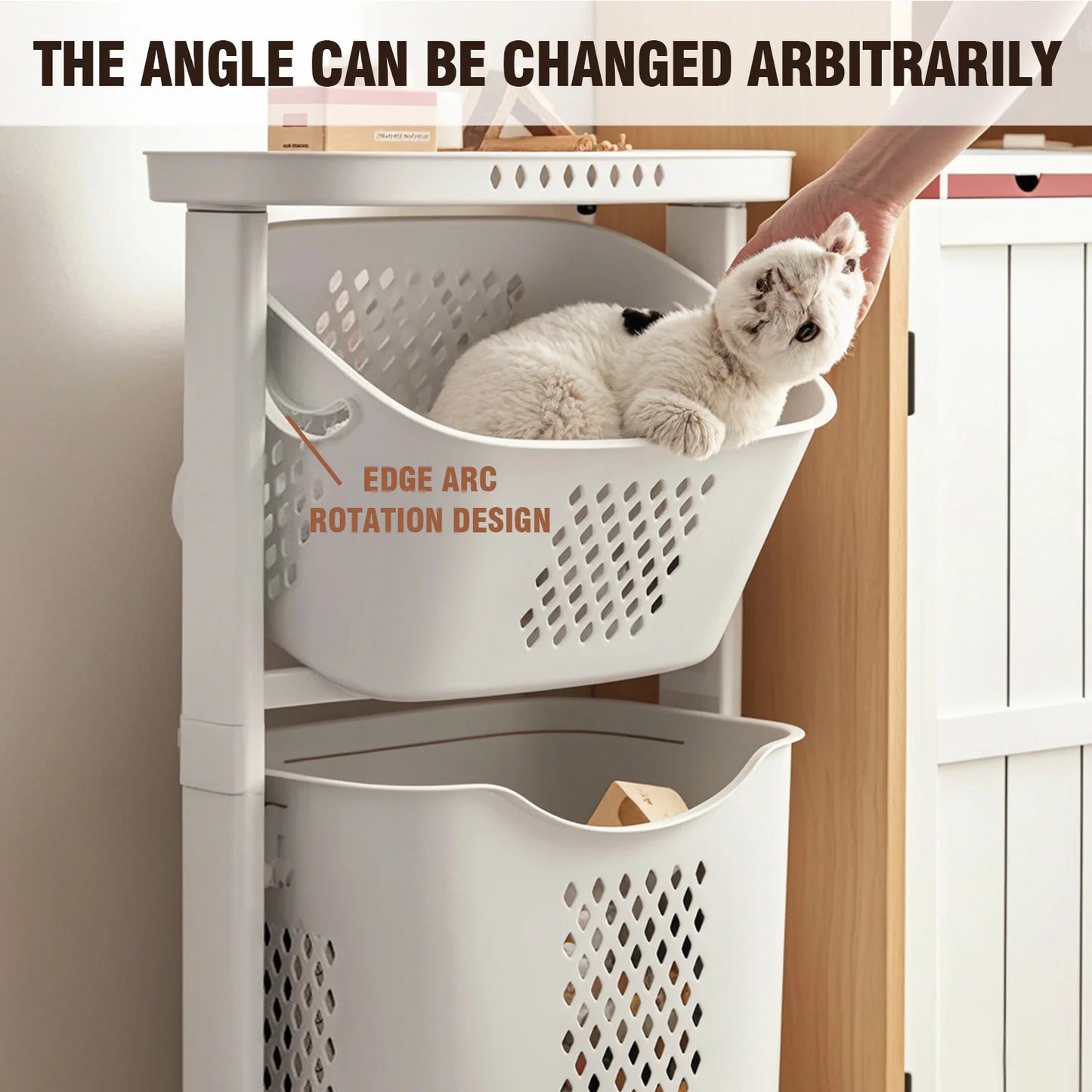 Multi-Layer Rolling Plastic Laundry Hamper with Wheels