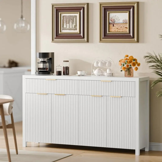 Fluted Buffet & Sideboard Cabinet with Adjustable Shelves