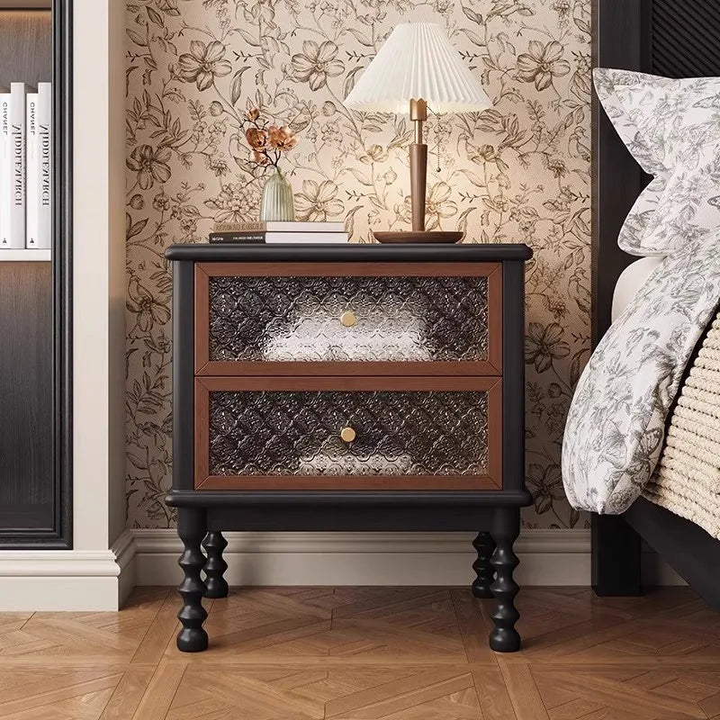 Modern Vintage Interior Bedside Table with Drawers