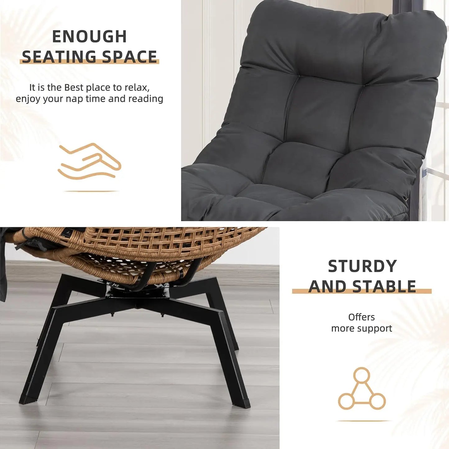 Swivel Wicker Chair PE Rattan Chair with Cushion