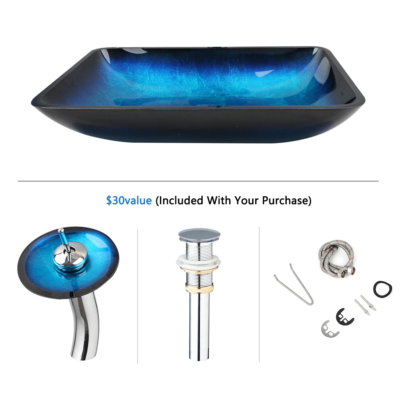 Big Tempered Glass Basin Sink