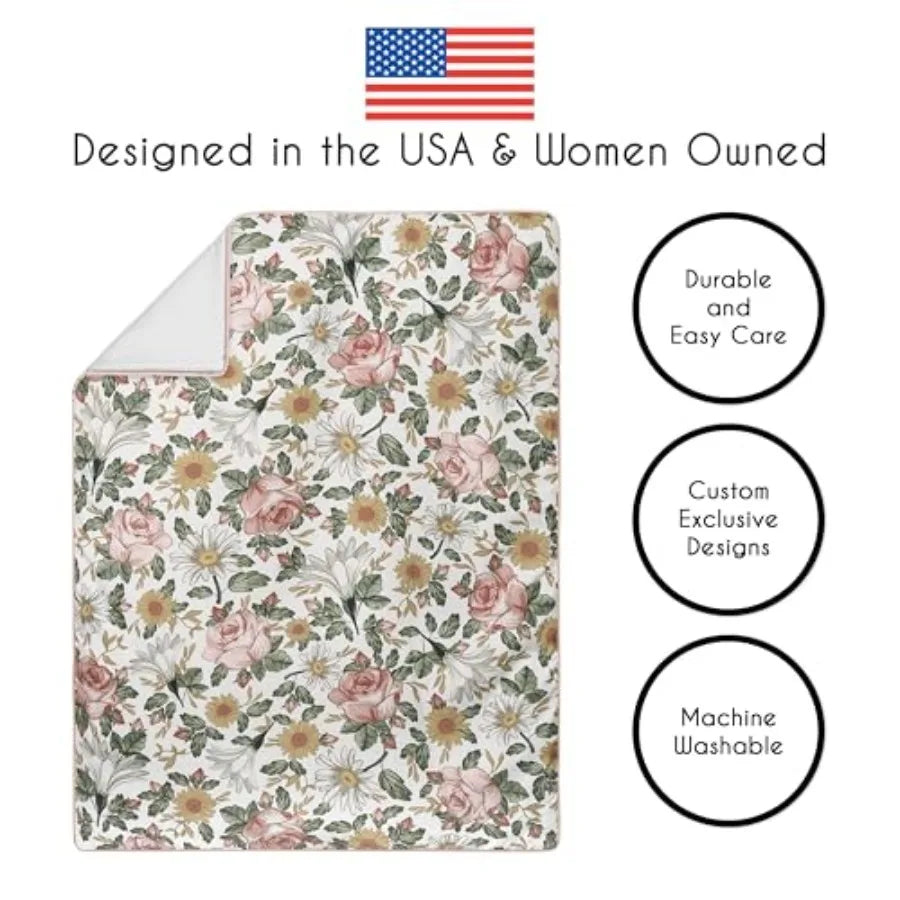 Baby Crib Bedding Set - Boho Vintage Floral
