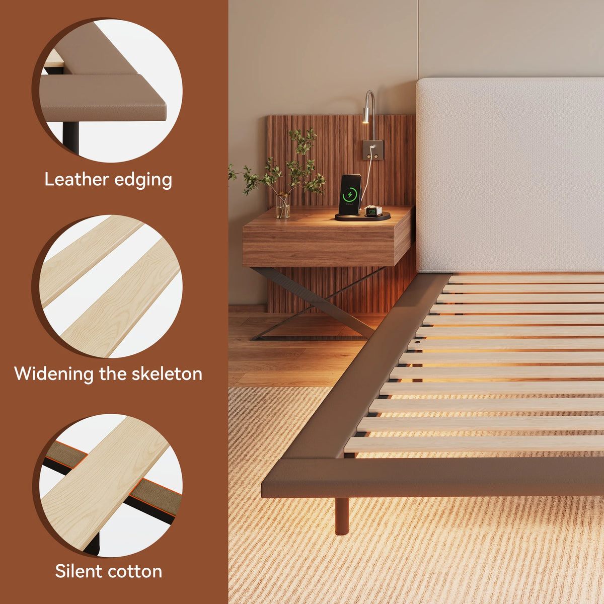 Luxury Bed with Integrated Nightstands & Reading Lamps