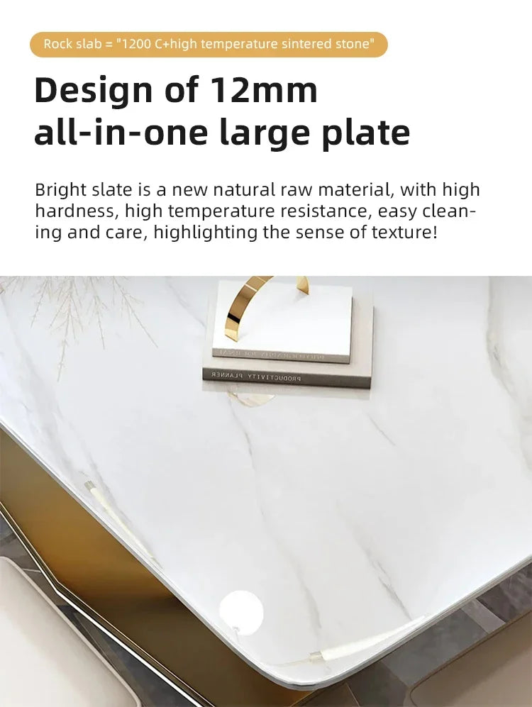 Thick Solid Center Steel Luxury Dining Table