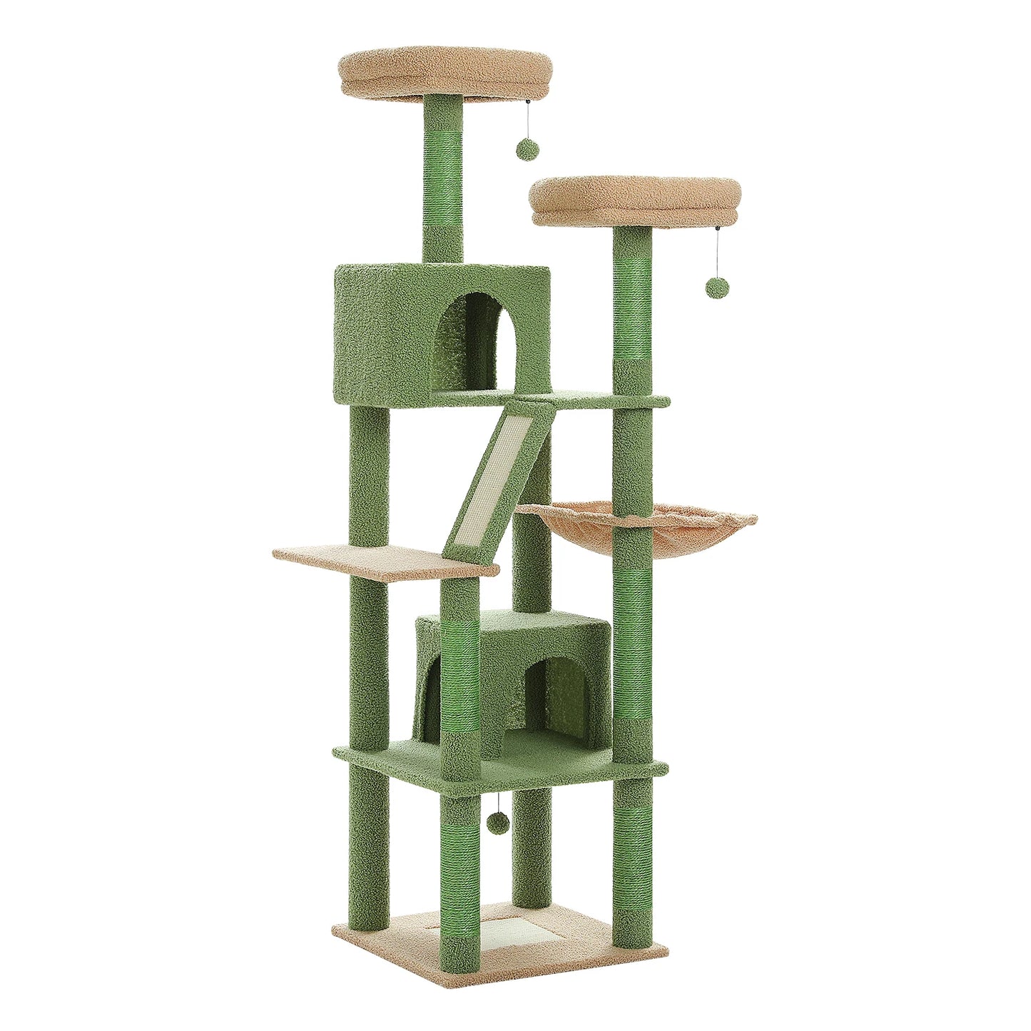 Multi-Level Plush Cat Condo with Scratching Posts