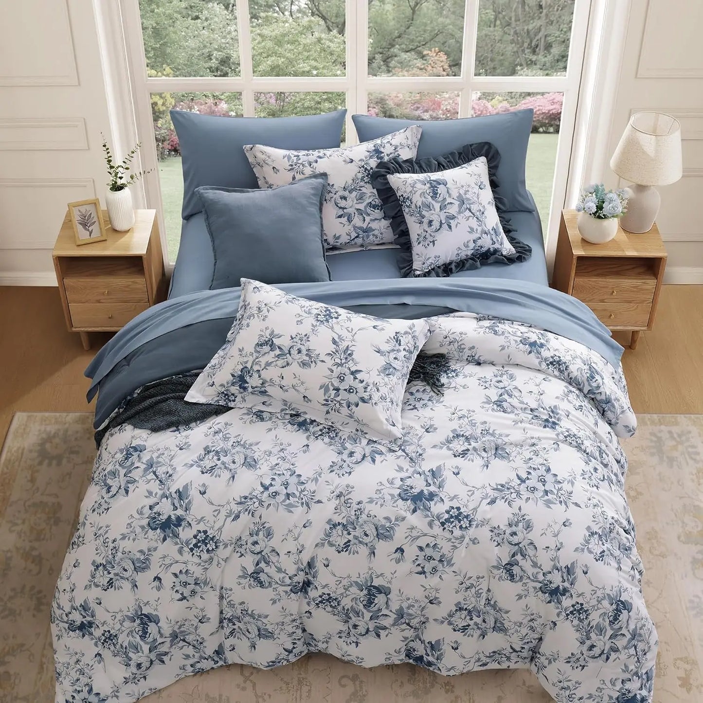 Comforter Set - Floral Blue Comforter Set for All Seasons