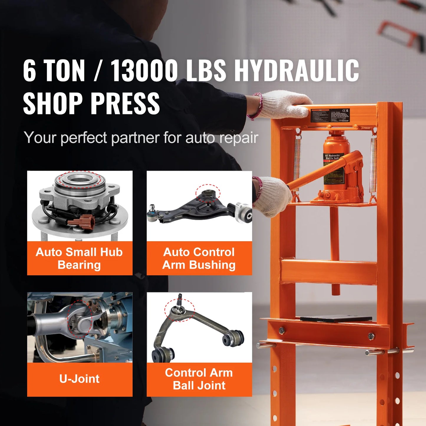 Hydraulic Shop Press 6T H-Frame