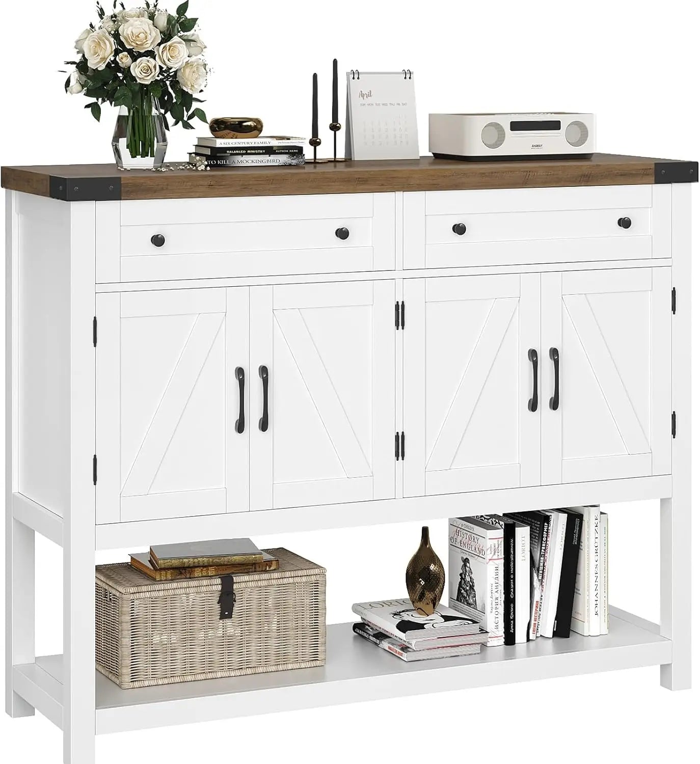 Modern Farmhouse Buffet Sideboard Cabinet with Console Table
