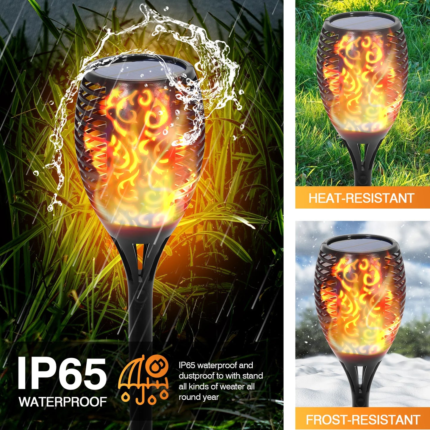 Solar Flame Torch Lights Outdoor LED - Waterproof