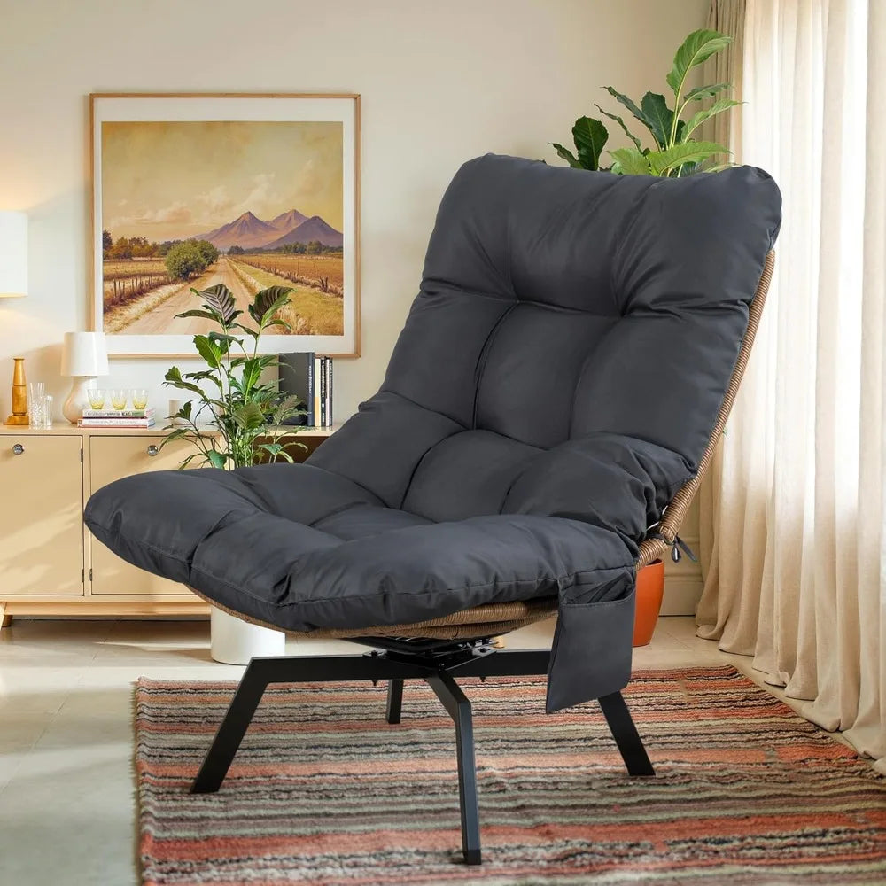 Swivel Wicker Chair PE Rattan Chair with Cushion