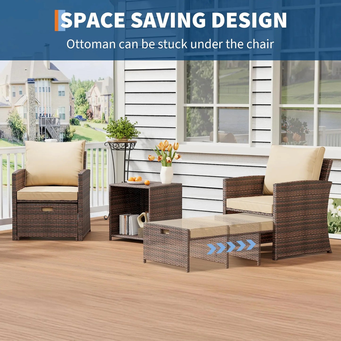 5-Piece All-Weather PE Rattan Patio Set