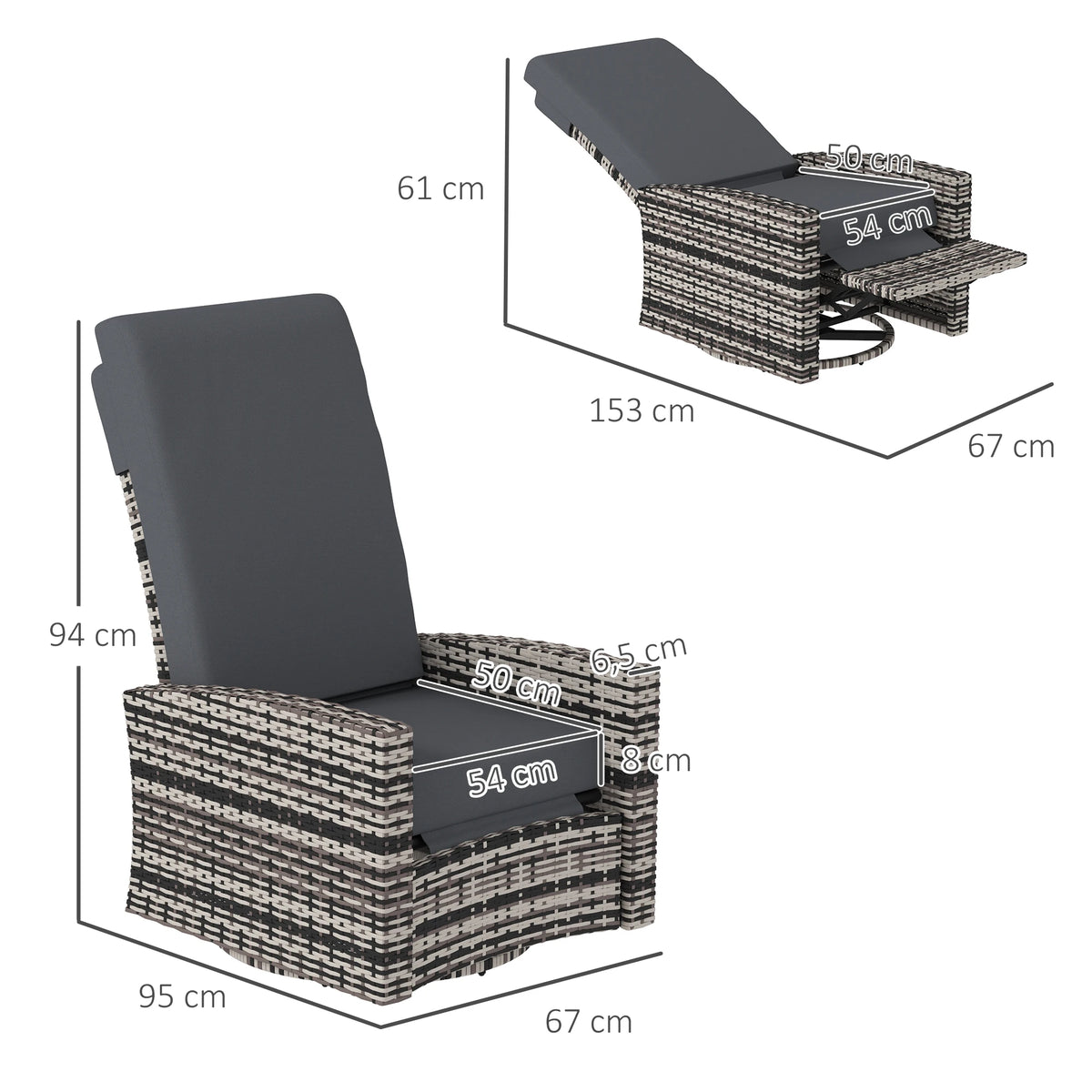 Outdoor Patio Cushioned Recliner