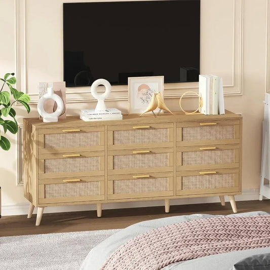 Modern Wooden Dresser Chest with Golden Handles for the Bedroom