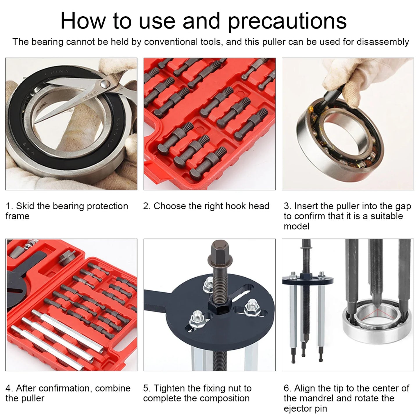 Steel Bearing Puller Set Quenched Inner Hole Extractor Kit