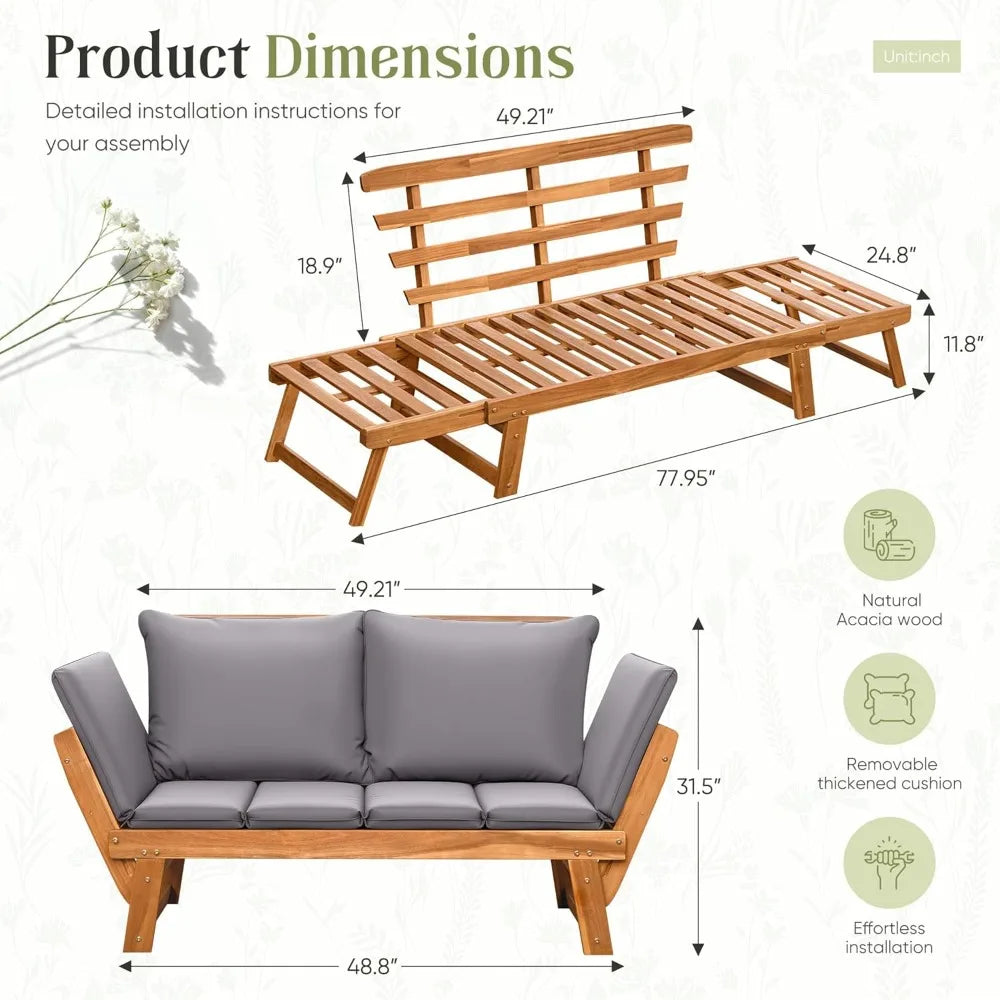 Adjustable Patio Sofa Loveseat with Cushions