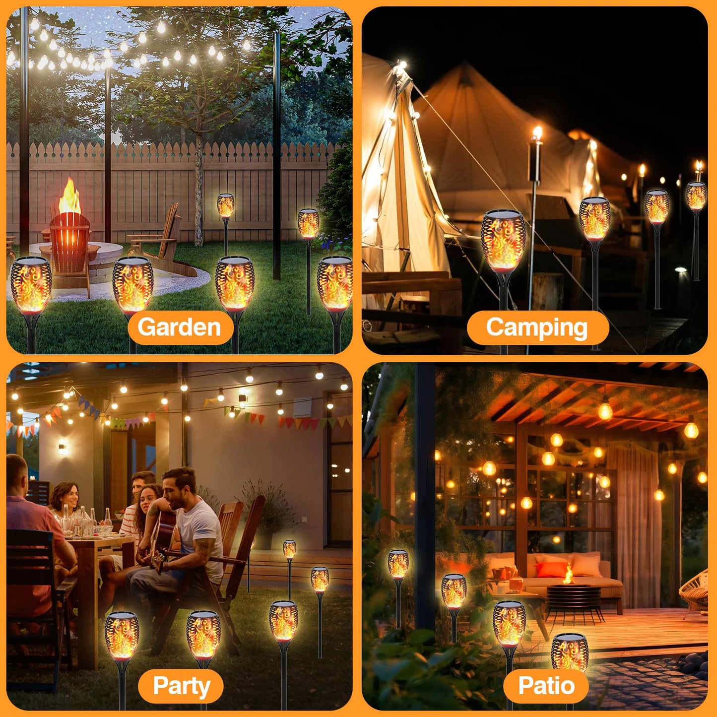 Solar Flame Torch Lights Outdoor LED - Waterproof