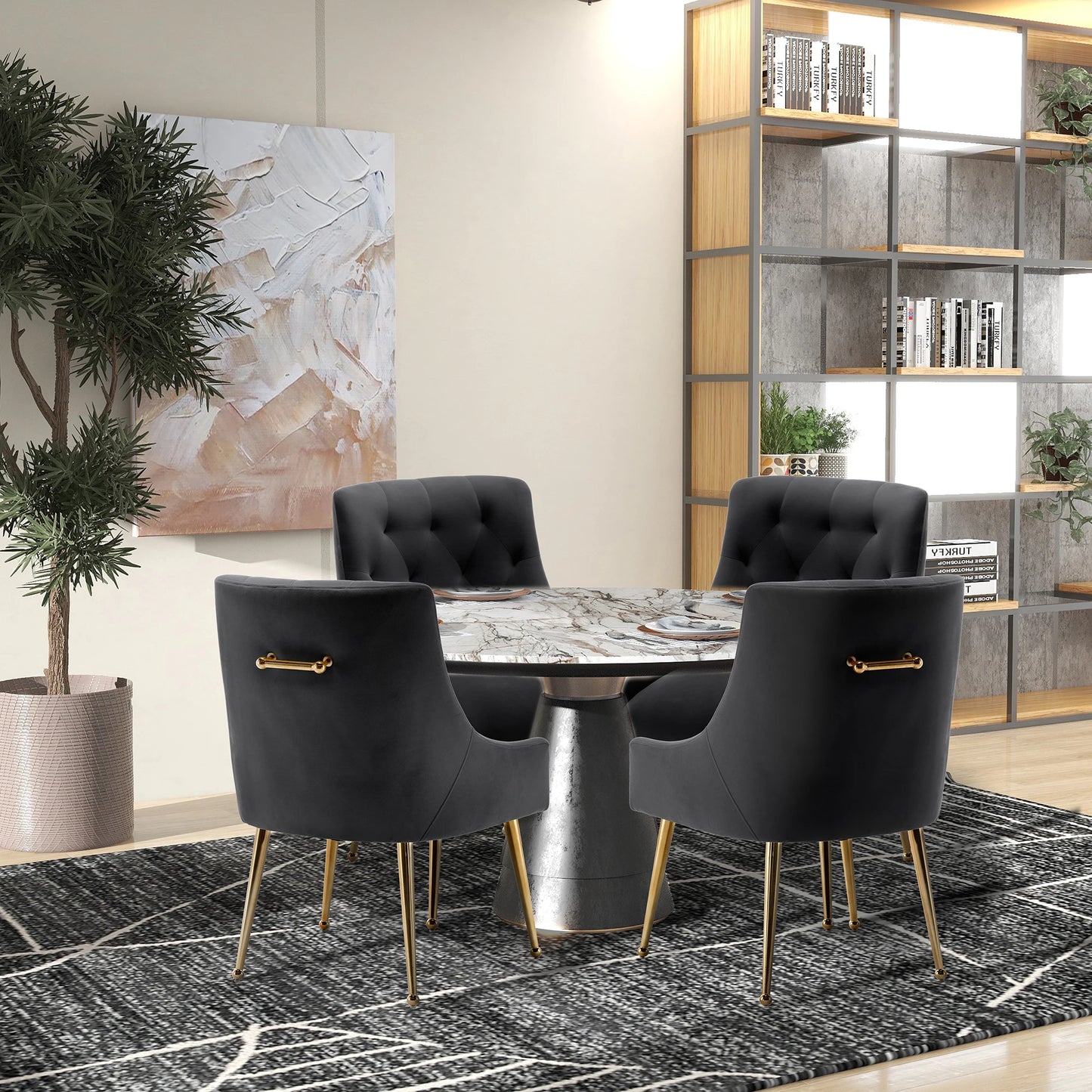 Modern Upholstered Accent Velvet Dining Chairs (Chairs Only)