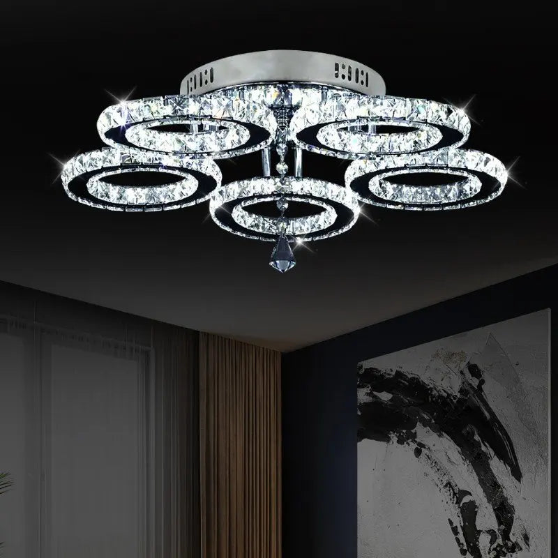 Luxury Crystal Chandelier Modern Ceiling Fan Light
