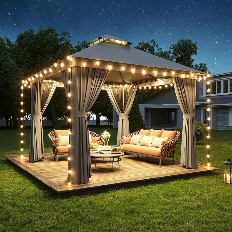 Heavy Duty Metal Frame Canopy with Double Roofs